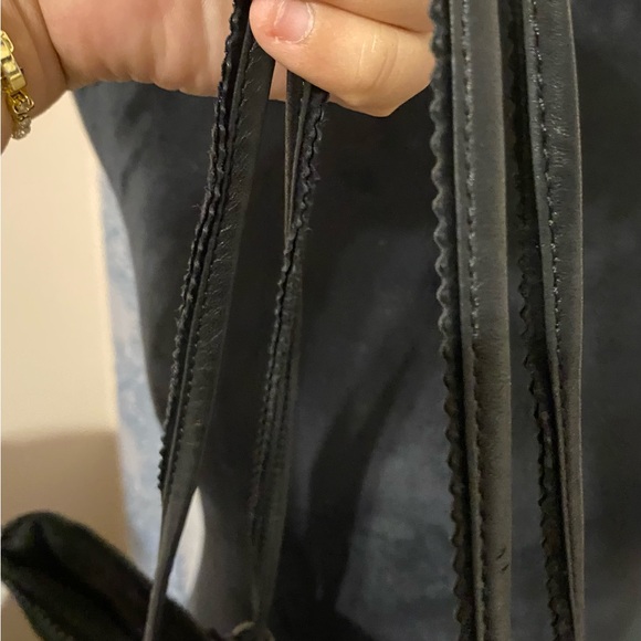 BOTTEGA VENETA Vintage Black Suede And W/ Leather Straps In Excellent Condition - Picture 6 of 11